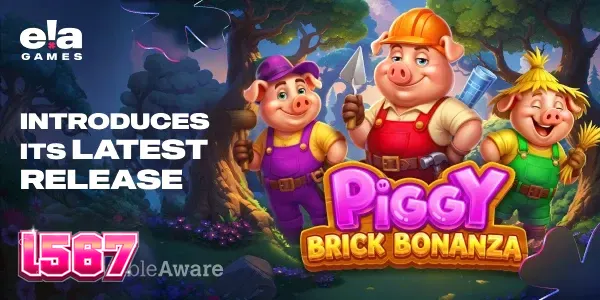 Tampilan visual slot Piggy Brick Bonanza dengan tema pembangunan rumah.